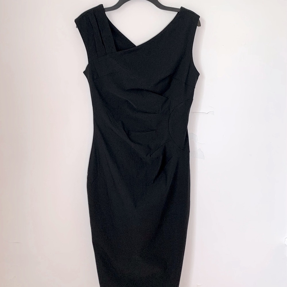 Muxxn Retro Bodycon LBD Dress in Black Large Wiggle Dress